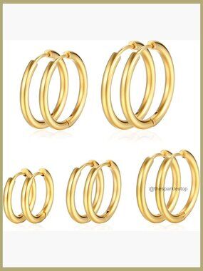 14K Gold Plated Hypoallergenic Thin Small Hoop Earrings Set Cartilage Helix